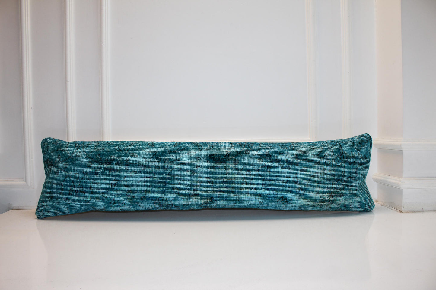 Extra Long Bench Pillow, Textured Teal Lumbar Cushion, Modern Minimalist Seating Decor,12X48
