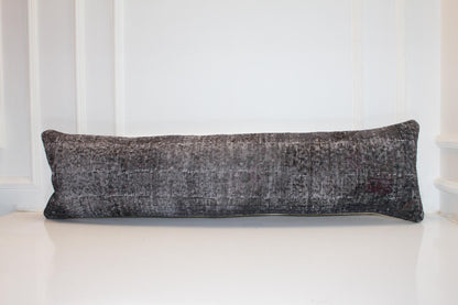 Charcoal Gray Textured Lumbar Cushion, Modern Minimal Seating Decor 12X48