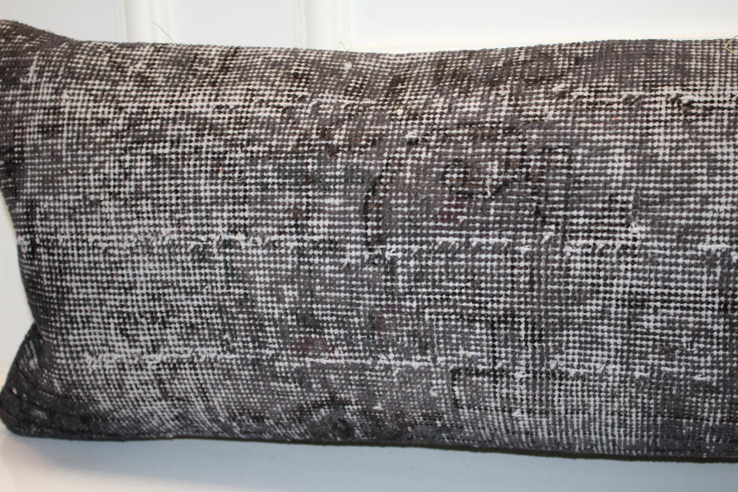 Charcoal Gray Textured Lumbar Cushion, Modern Minimal Seating Decor 12X48