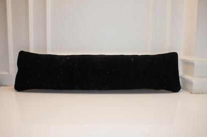 Long Black Textile Form, Matte Woven Surface, Minimal Elongated Soft Object12X48