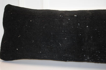 Long Black Textile Form, Matte Woven Surface, Minimal Elongated Soft Object12X48