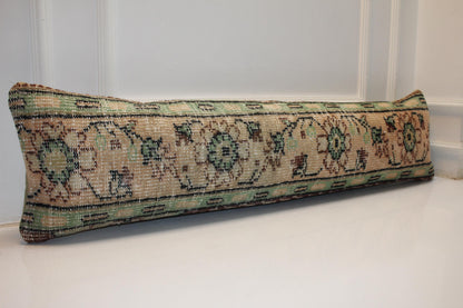 Long Floral Weave Band, Soft Mint Accents on Warm Base, Horizontal Fabric Feature  12X48