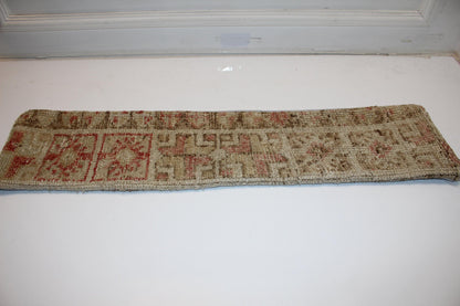 Beige Red Cushion, Rustic Boho Bench Pillow, Handmade One of a Kind