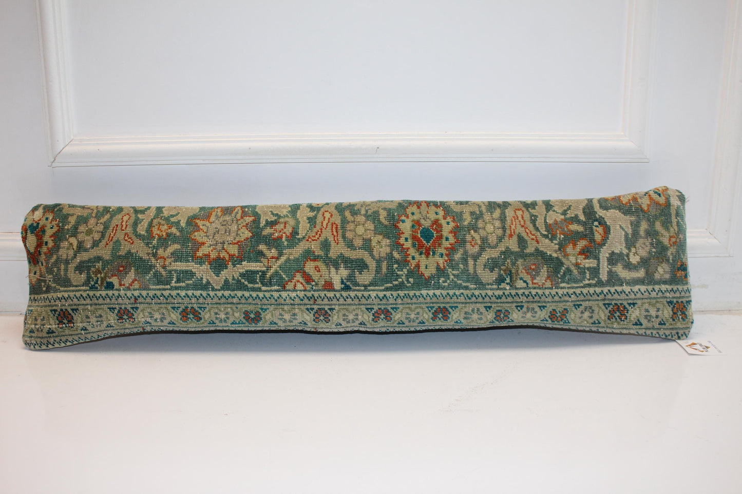 Green Floral Cushion, Artful Boho Bench Pillow, Heirloom Textile Decor
