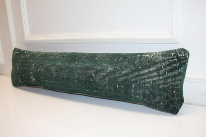 Deep Green Cushion, Minimal Rustic Bench Pillow, Moody Textural Decor