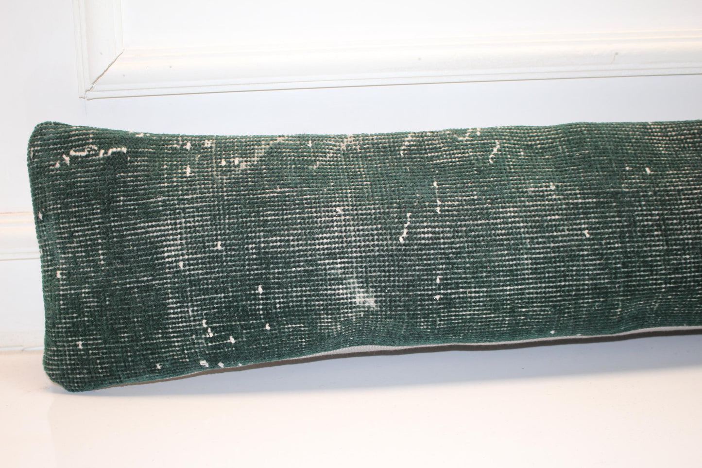 Deep Green Cushion, Minimal Rustic Bench Pillow, Moody Textural Decor