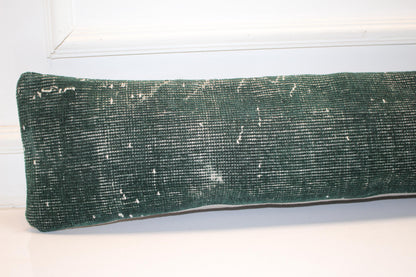 Deep Green Cushion, Minimal Rustic Bench Pillow, Moody Textural Decor