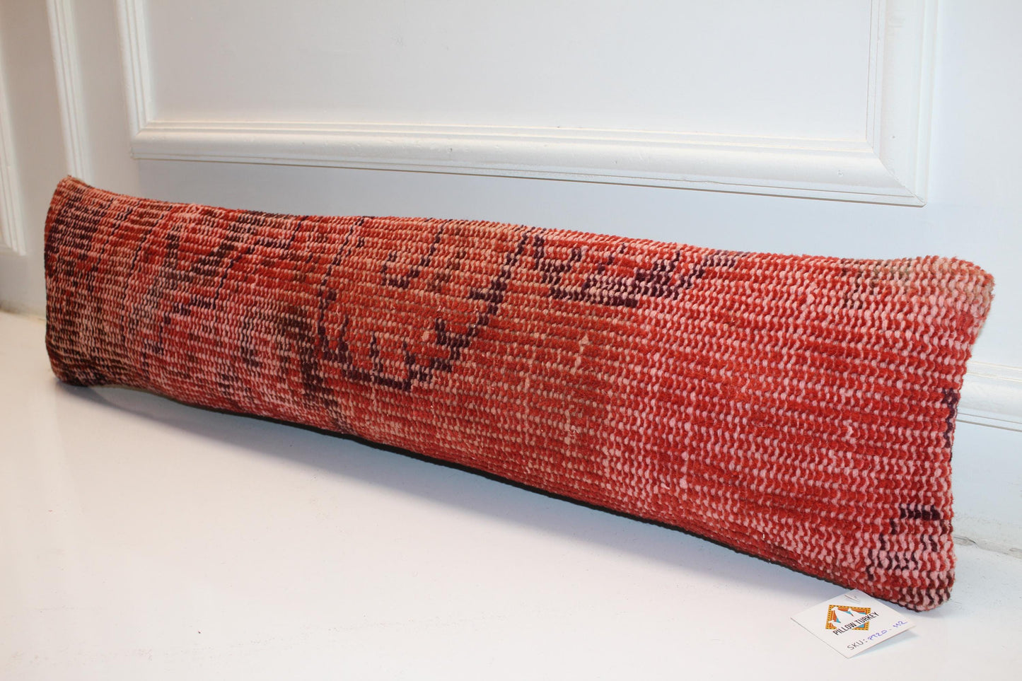 Red Rust Cushion, Bold Textured Bench Pillow, Statement Boho Decor