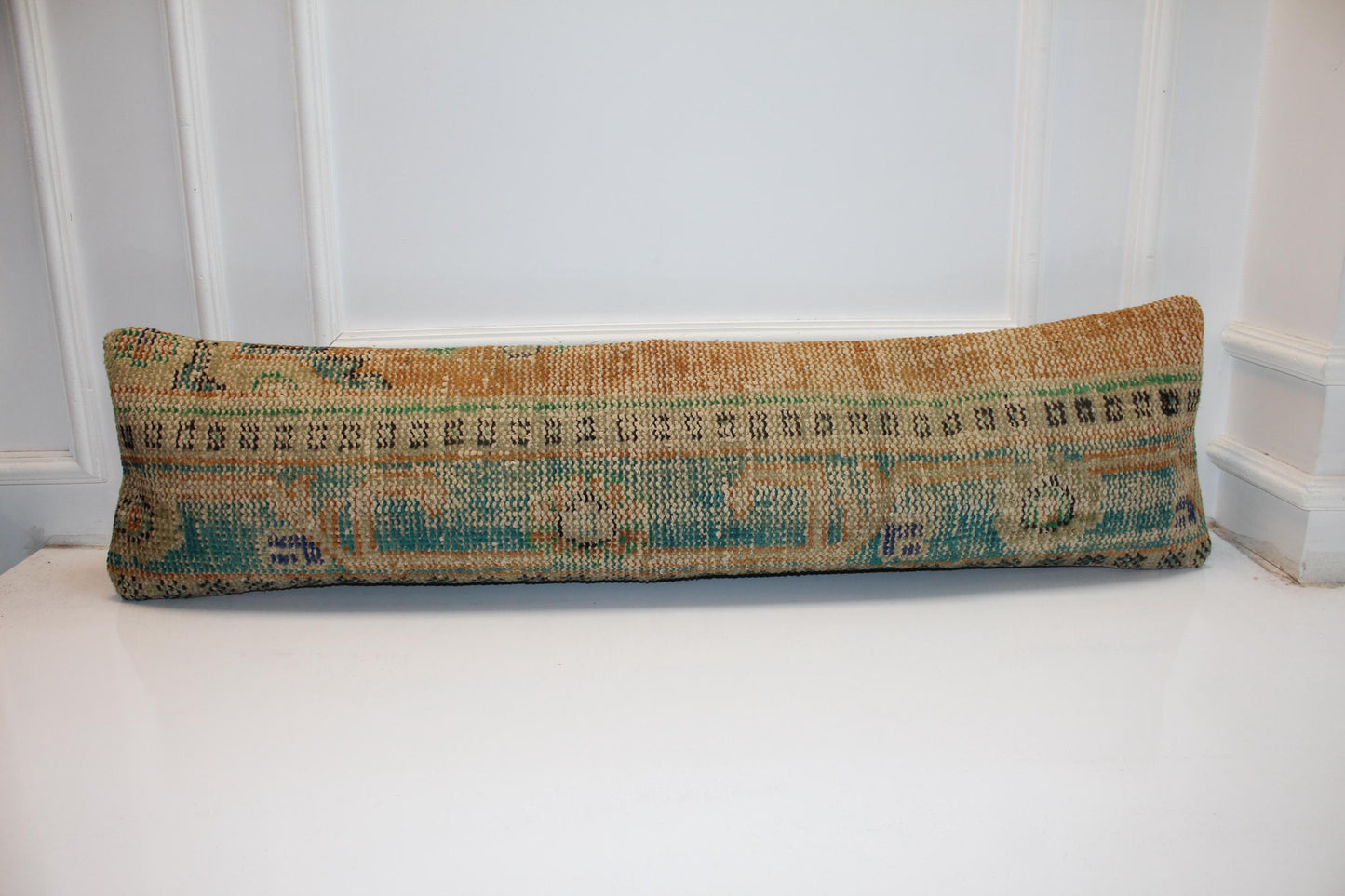 Long Lumbar Cushion, Boho Tribal Rug Pillow, Rustic Farmhouse Entryway Decor 12X48