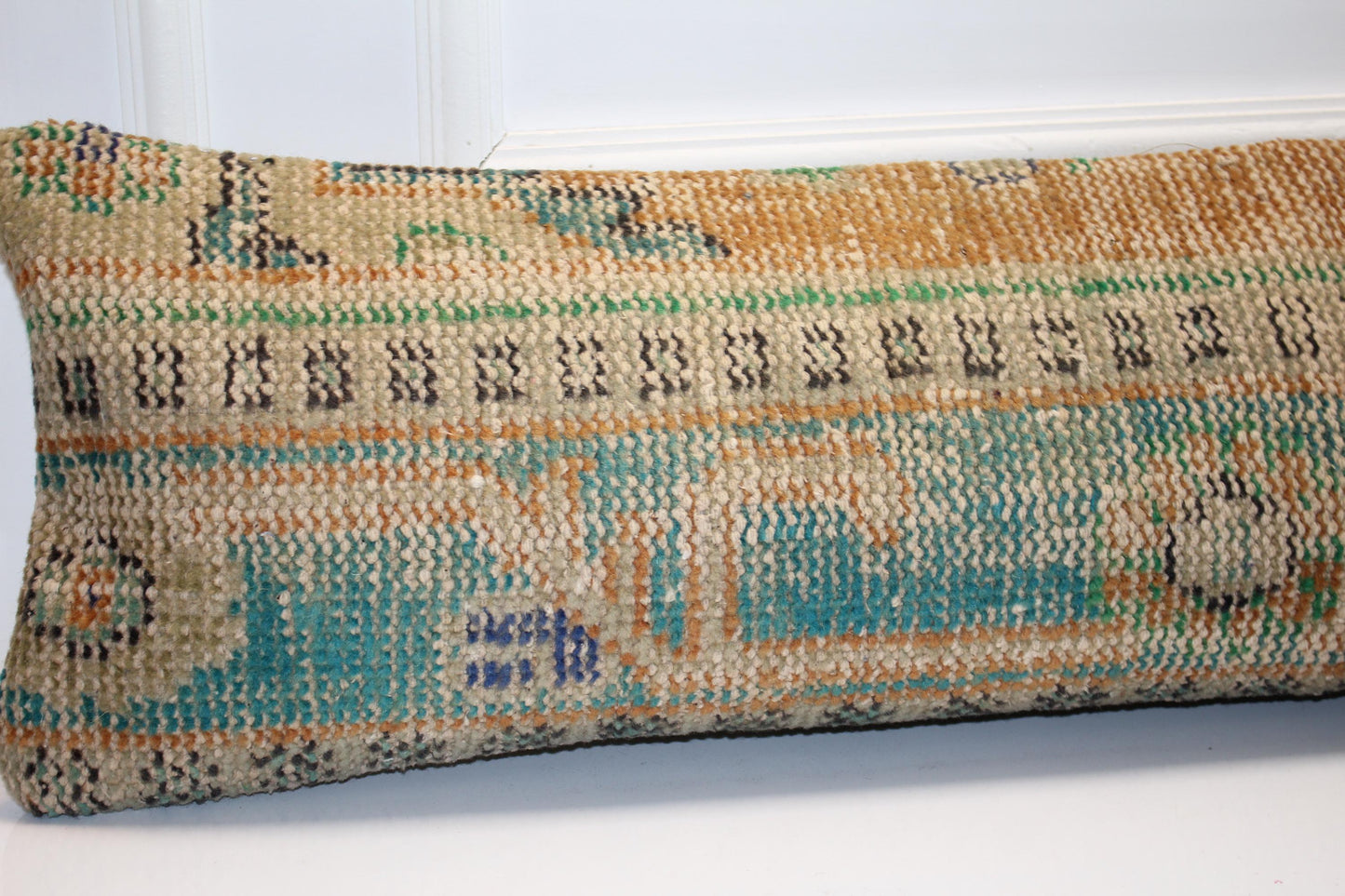 Long Lumbar Cushion, Boho Tribal Rug Pillow, Rustic Farmhouse Entryway Decor 12X48