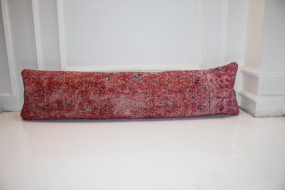 Extra Long Lumbar Cushion, Red Boho Rug Pillow for Entryway, Farmhouse & Rustic Decor 12X48