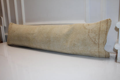 Extra Long Lumbar Cushion, Solid Neutral Boho Rug Pillow for Entryway & Minimal Decor 12X48