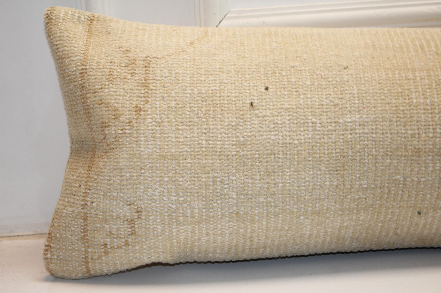 Extra Long Lumbar Cushion, Solid Neutral Boho Rug Pillow for Entryway & Minimal Decor 12X48