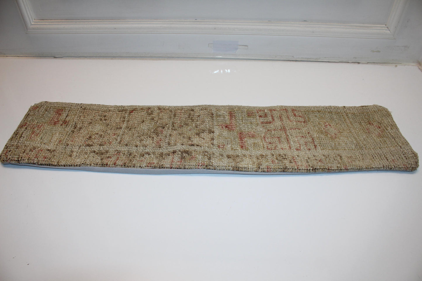 Neutral Boho Cushion Cover, Long Bench Pillow, One of a Kind Decor