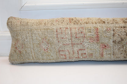 Neutral Boho Cushion Cover, Long Bench Pillow, One of a Kind Decor