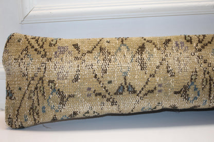 Earth Tone Boho Cushion Cover, Long Bench Pillow, One of a Kind Decor