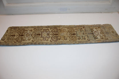 Vintage Turkish Kilim Lumbar Pillow , Tribal Neutral Bench Cushion, Earthy Antique Rug