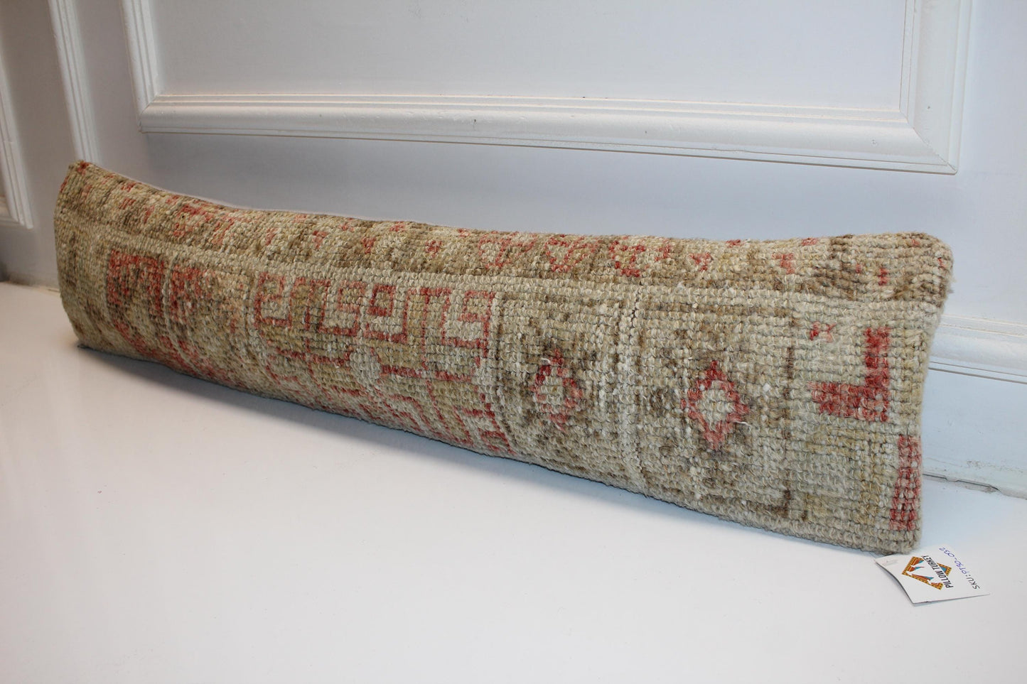 Soft Red Neutral Bench Cushion, Aged Tribal Rug Pillow