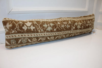 Brown Neutral Bench Cushion, Earthy Tribal Rug Pillow