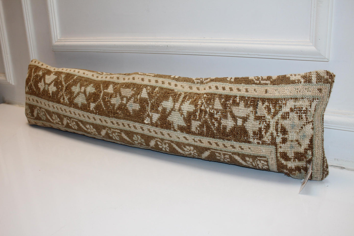 Brown Neutral Bench Cushion, Earthy Tribal Rug Pillow