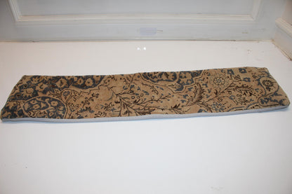Earthy Taupe Gray Floral Rug Cushion, Vintage Long Sofa Pillow