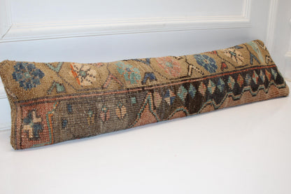 Tribal Motif Earth Tone Rug Cushion, Colorful Boho Long Sofa Pillow