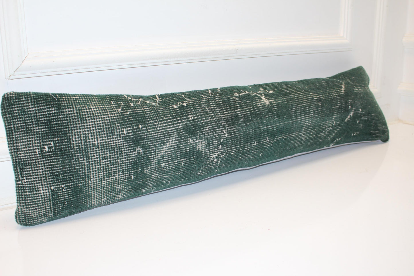 Solid Emerald Green Rug Cushion, Minimal Long Bench Sofa Pillow