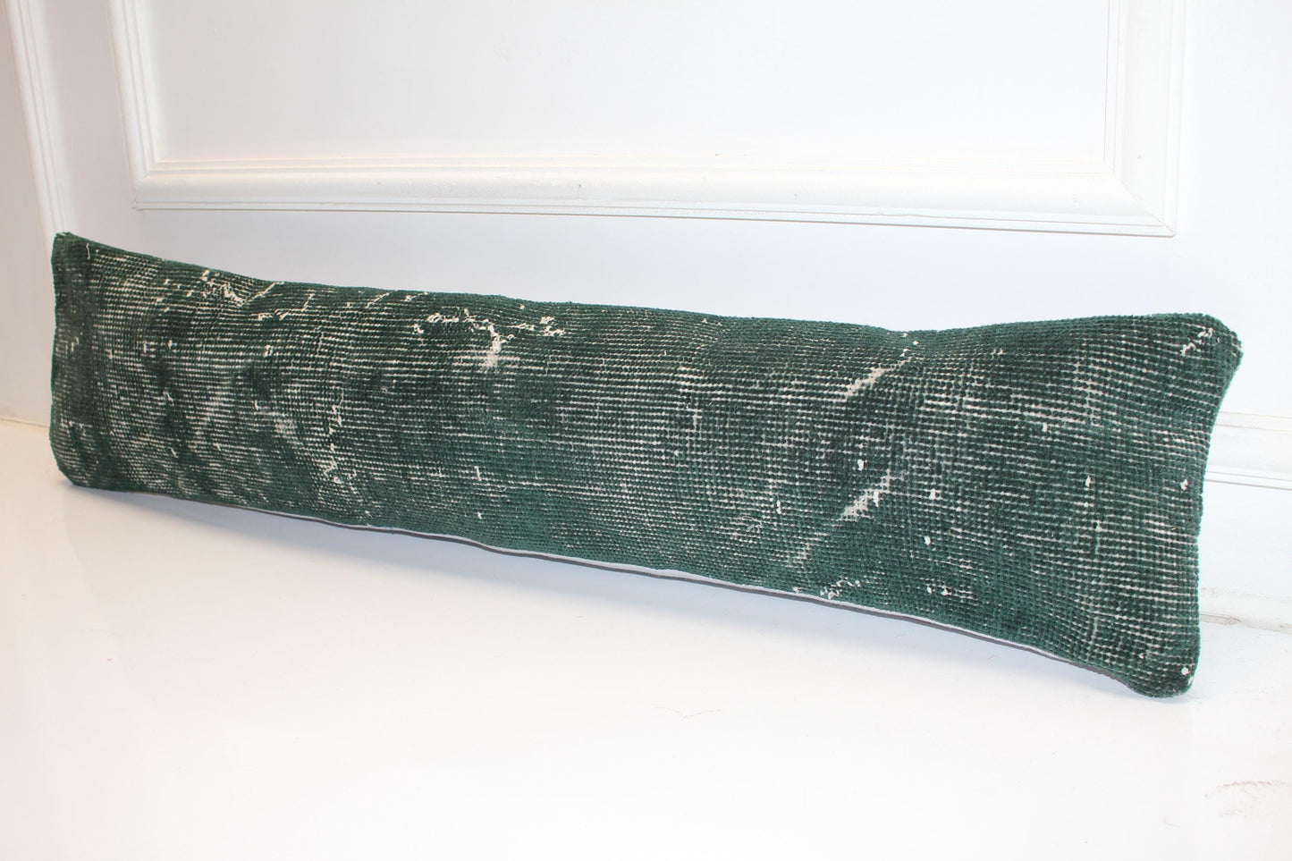 Solid Emerald Green Rug Cushion, Minimal Long Bench Sofa Pillow