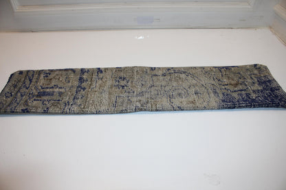 Blue Gray Geometric Rug Cushion, Calm Rustic Long Sofa Pillow