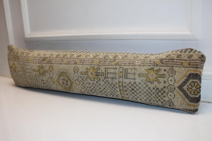 Soft Gray Beige Tribal Rug Cushion, Minimal Neutral Long Sofa Pillow