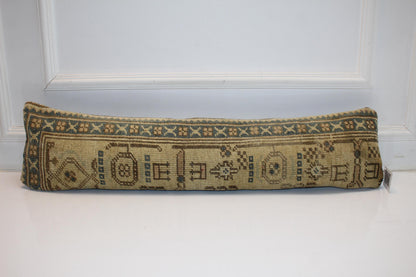 Earthy Beige Geometric Rug Cushion, Classic Tribal Long Sofa Pillow