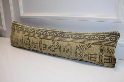 Earthy Beige Geometric Rug Cushion, Classic Tribal Long Sofa Pillow