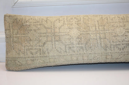 Solid Neutral Beige Rug Cushion, Minimal Long Bench Sofa Pillow