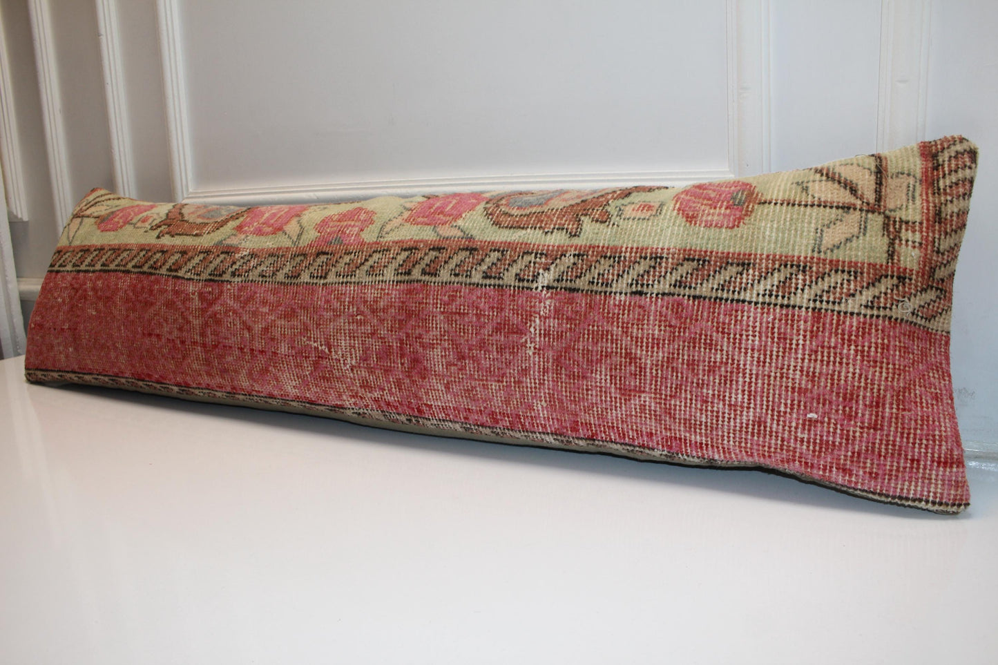 Handmade Kilim Lumbar Pillow Cover, Vintage Turkish Rug, 12x48