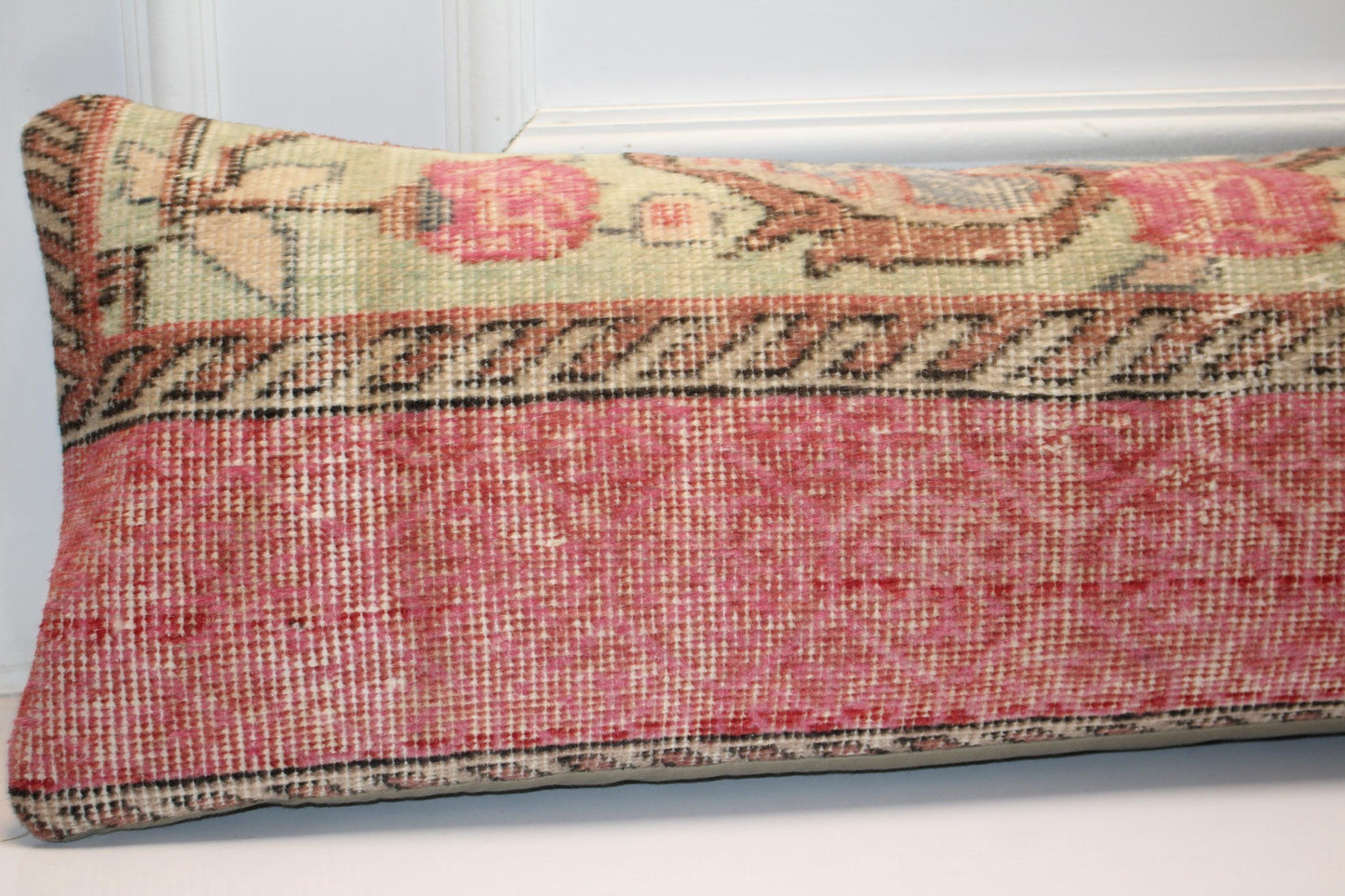 Handmade Kilim Lumbar Pillow Cover, Vintage Turkish Rug, 12x48