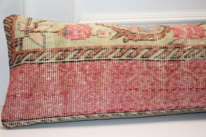 Handmade Kilim Lumbar Pillow Cover, Vintage Turkish Rug, 12x48