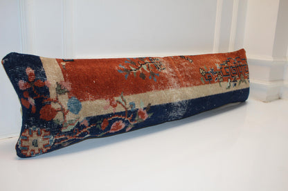 Striped Turkish Kilim Lumbar Pillow Cover, Vintage Woven Wool, 12x48