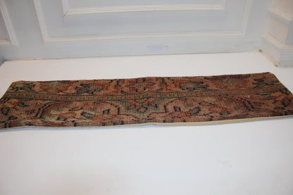 Vintage Turkish Kilim Lumbar Pillow Cover, Earth Tone Boho Bench Cushion 12X48