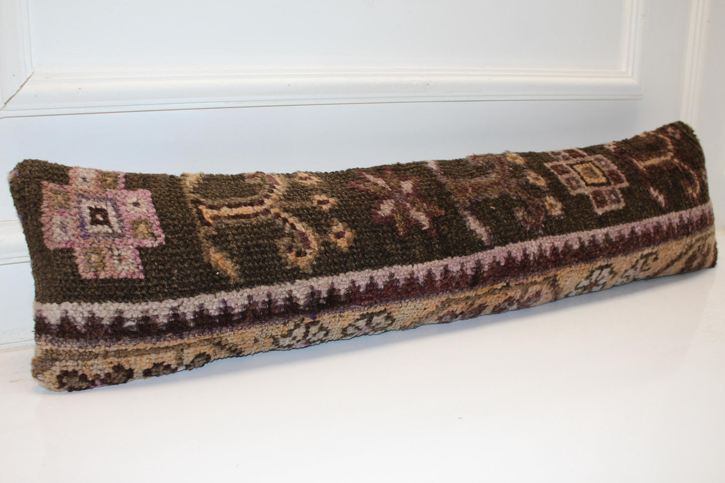Handmade Anatolian Kilim Cushion, Earth Tone Boho Sofa Bench Pillow