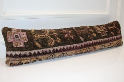 Handmade Anatolian Kilim Cushion, Earth Tone Boho Sofa Bench Pillow
