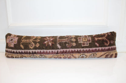Handmade Anatolian Kilim Cushion, Earth Tone Boho Sofa Bench Pillow