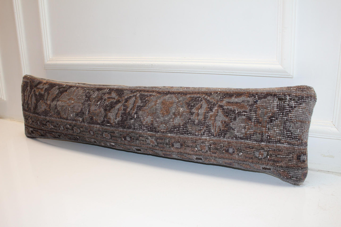 Muted Brown Anatolian Kilim Cushion, Moody Boho Sofa Bench Decor