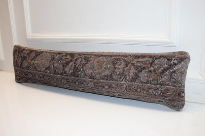 Muted Brown Anatolian Kilim Cushion, Moody Boho Sofa Bench Decor