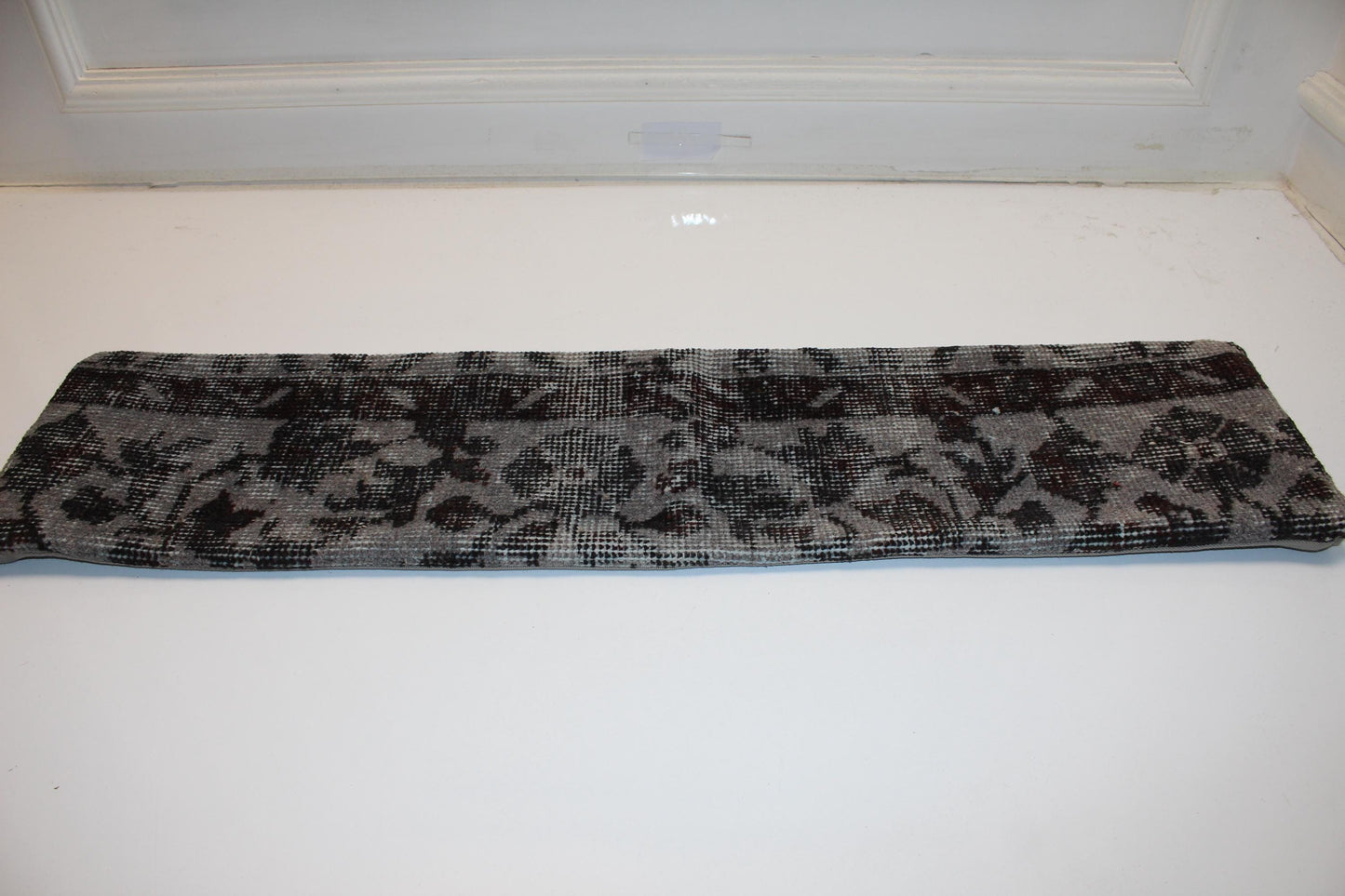 Monochrome Anatolian Kilim Cushion, Dark Neutral Boho Bench Decor