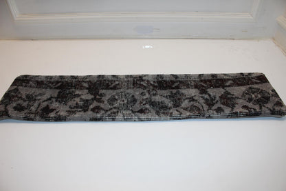 Monochrome Anatolian Kilim Cushion, Dark Neutral Boho Bench Decor