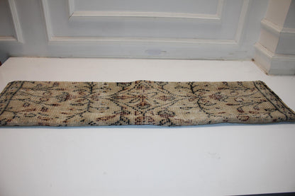 Vintage Turkish Kilim Lumbar Pillow Cover, Neutral Woven Rug Cushion, 12x48