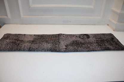 Vintage Turkish Kilim Lumbar Pillow Cover, Dark Brown Boho Cushion 12x48