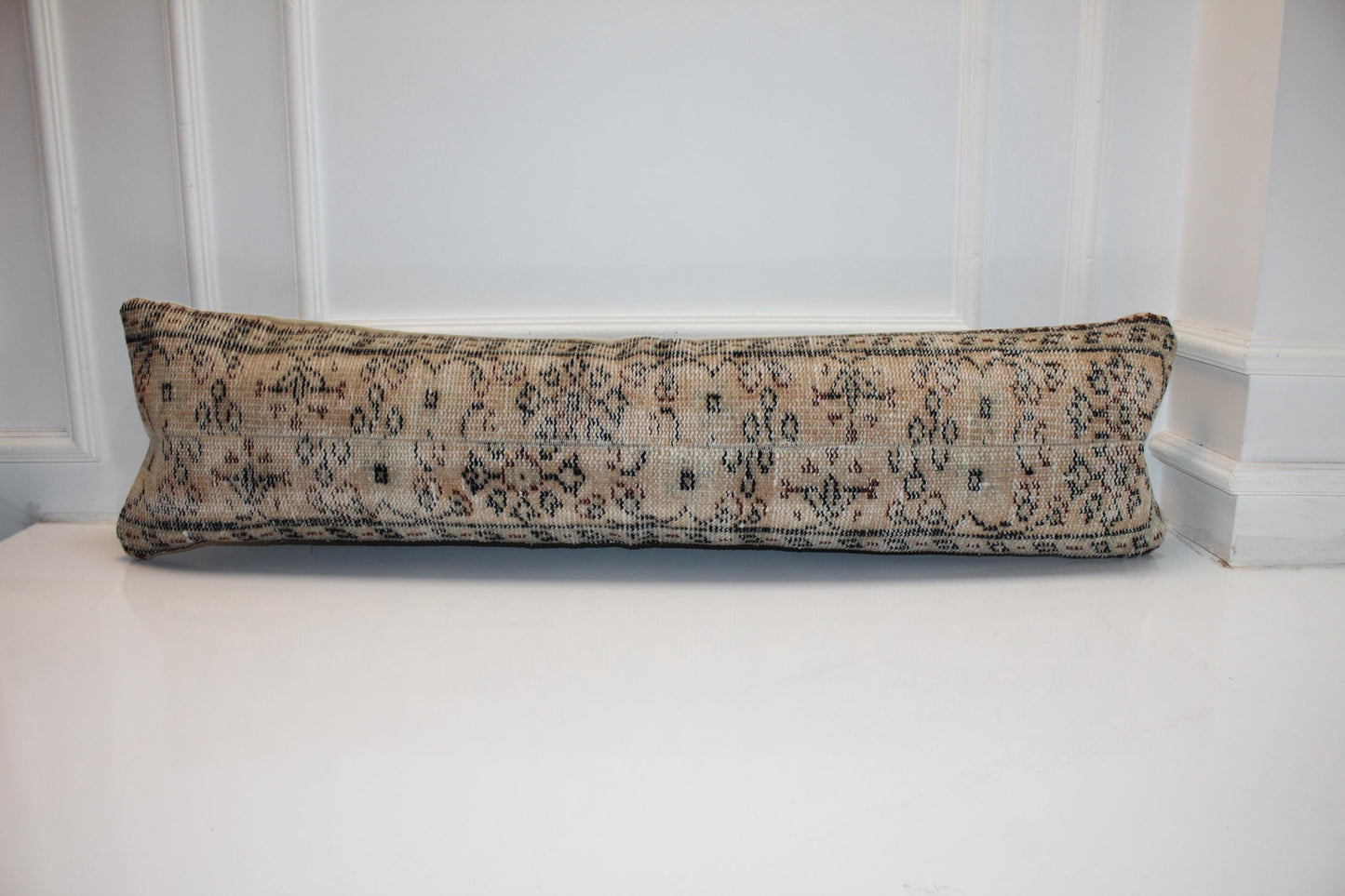 Handmade Kilim Lumbar Pillow Cover, Botanical Accent, 12x48