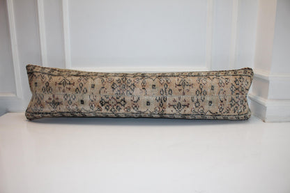 Handmade Kilim Lumbar Pillow Cover, Botanical Accent, 12x48