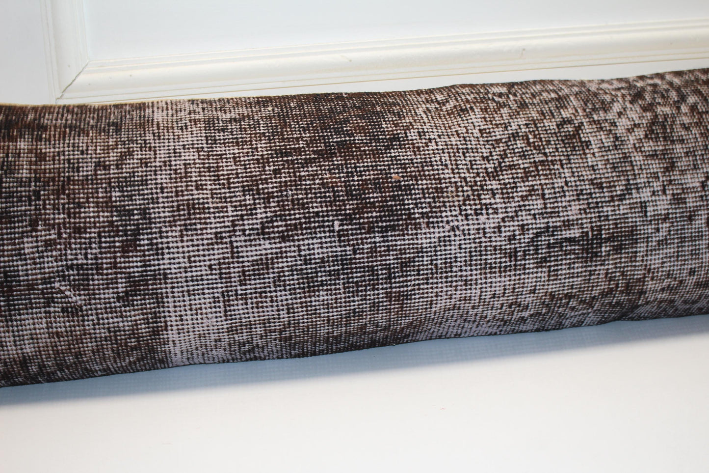 Handmade Dark Brown Turkish Kilim Lumbar Pillow Cover, Boho Bench Cushion (12x48 inc.)